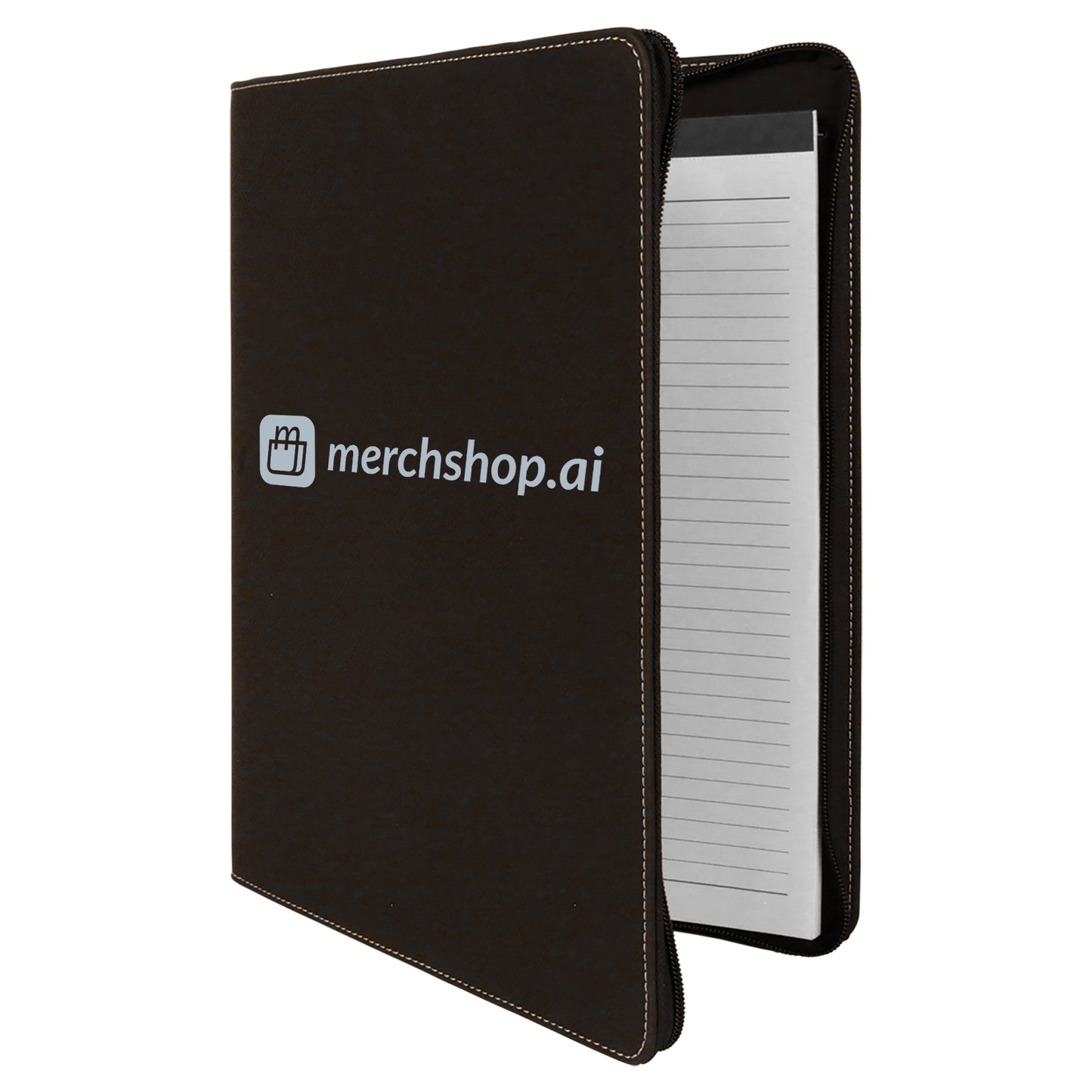 MerchShopAIDev - 9.5X12Laserable Leatherette Portfolios with Zipper - Bulk Order