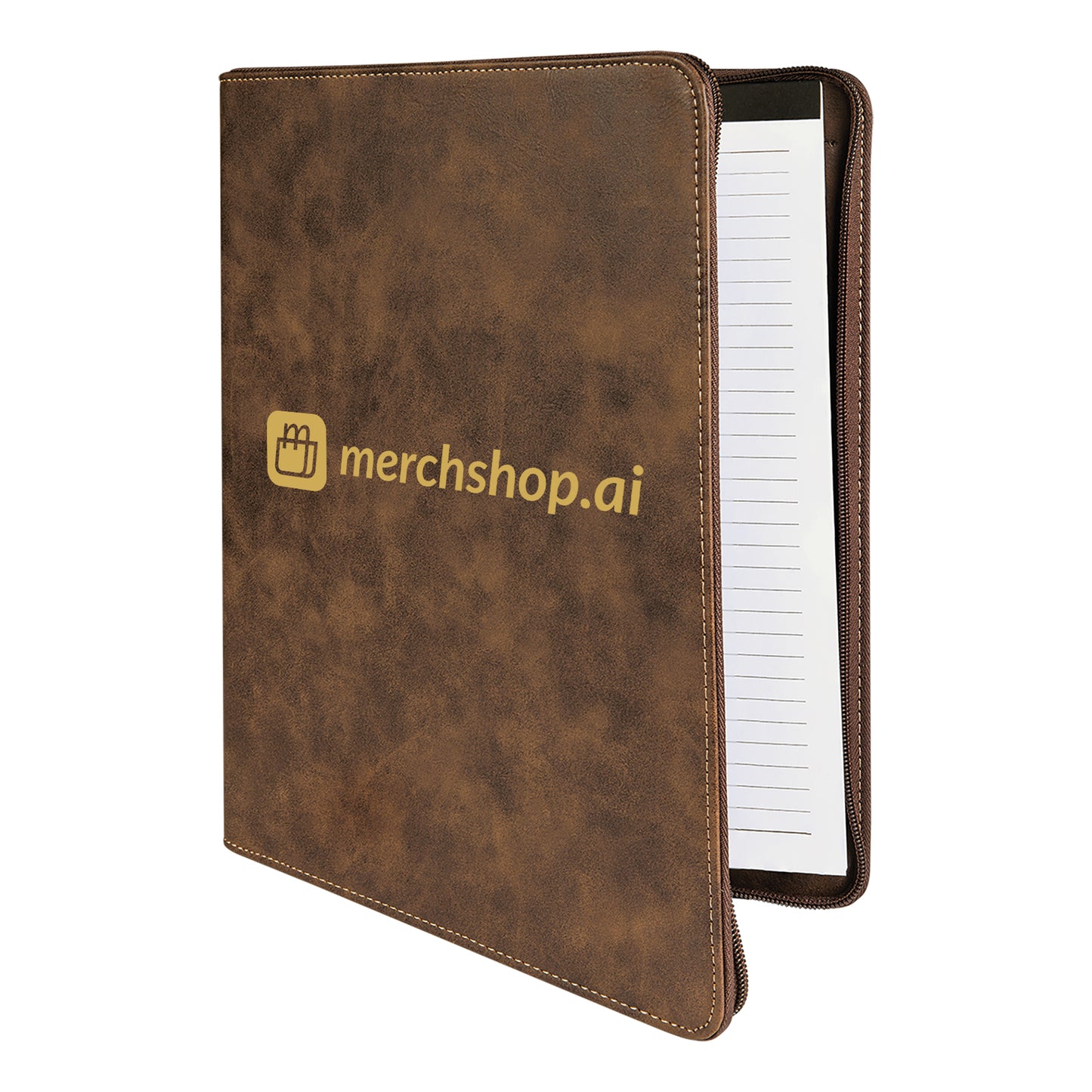 MerchShopAIDev - 9.5X12Laserable Leatherette Portfolios with Zipper